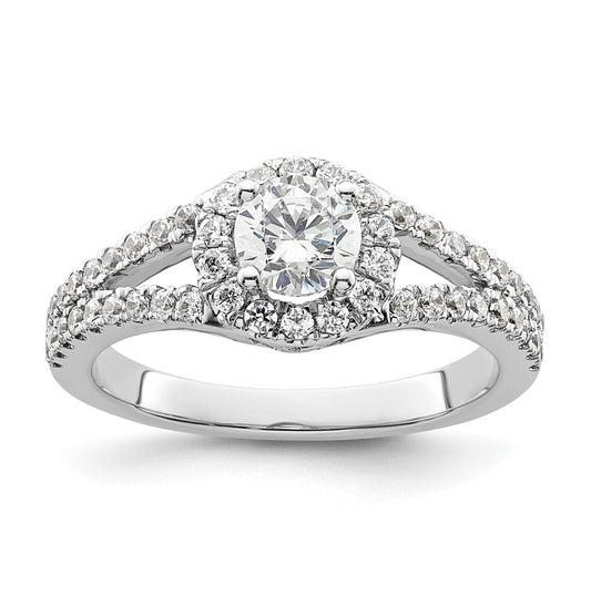 14K White Gold Halo Plus (Holds 1/2 carat (5.2 mm) Round Center) 1/2 carat Diamond Semi-Mount Engagement Ring