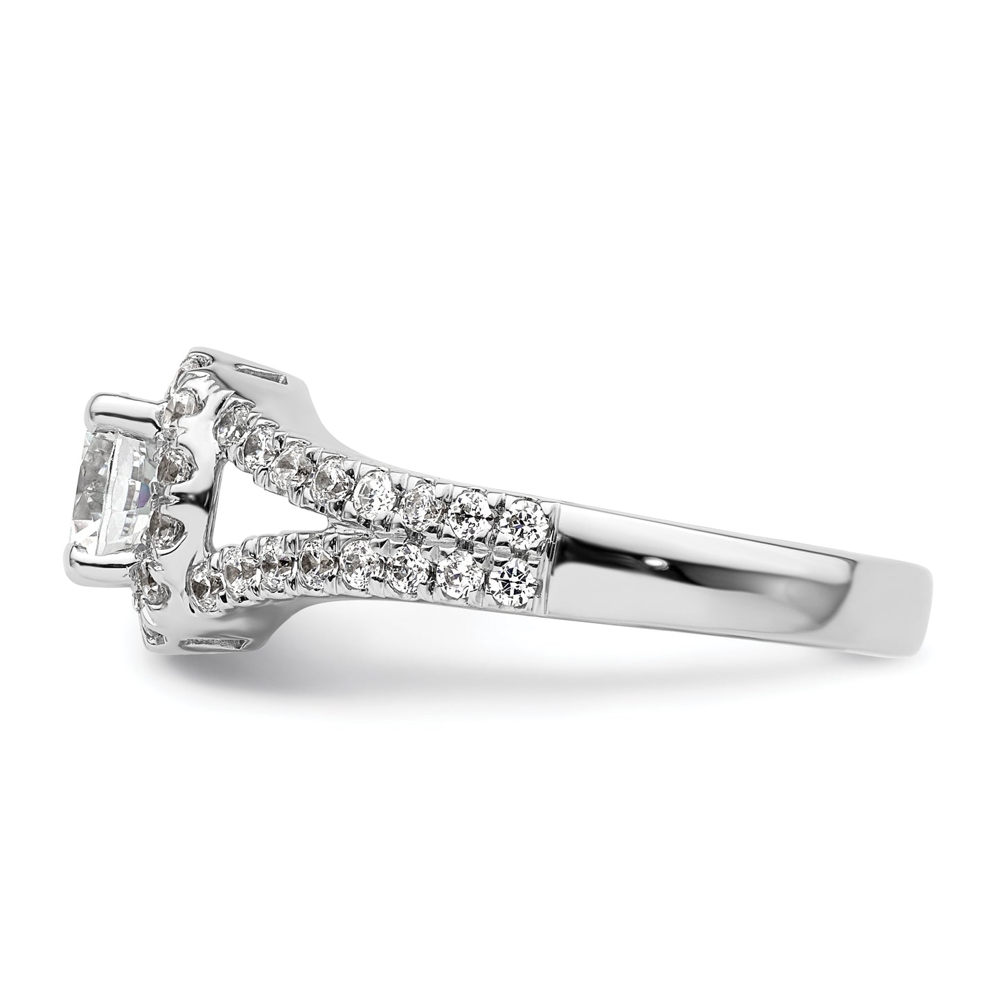 14K White Gold Halo Plus (Holds 3/4 carat (5.8 mm) Round Center) 5/8 carat Diamond Semi-Mount Engagement Ring