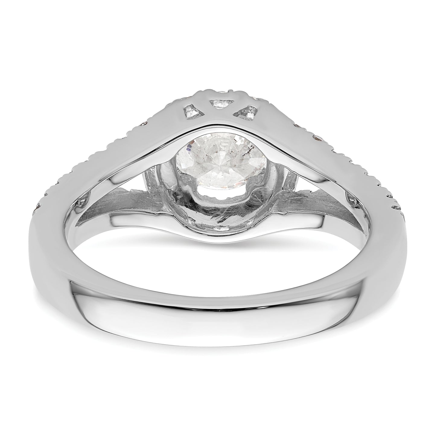 14K White Gold Halo Plus (Holds 3/4 carat (5.8 mm) Round Center) 5/8 carat Diamond Semi-Mount Engagement Ring