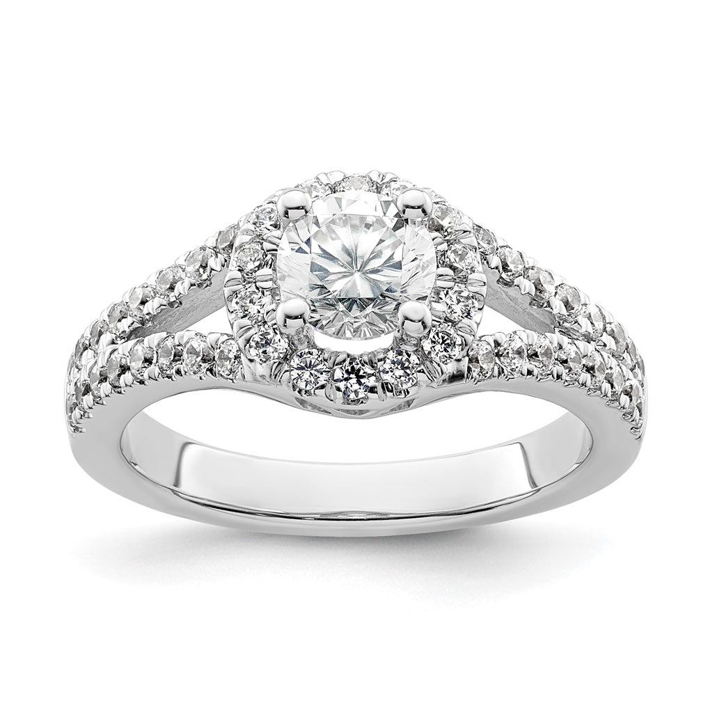 14K White Gold Halo Plus (Holds 3/4 carat (5.8 mm) Round Center) 5/8 carat Diamond Semi-Mount Engagement Ring