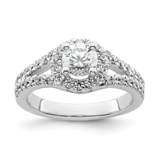14K White Gold Halo Plus (Holds 3/4 carat (5.8 mm) Round Center) 5/8 carat Diamond Semi-Mount Engagement Ring