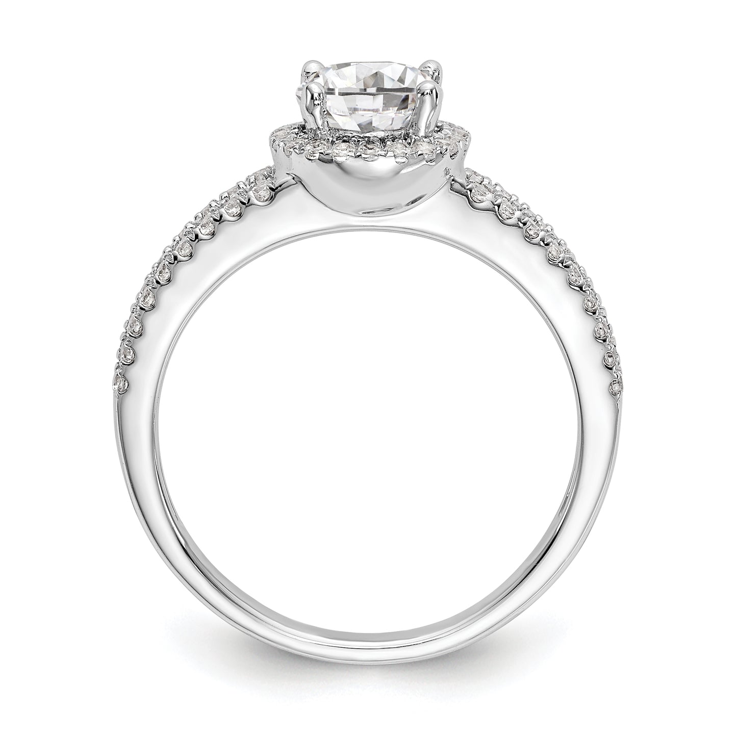 14K White Gold Halo Plus (Holds 3/4 carat (6.00 mm) Round Center) 1/3 carat Diamond Semi-Mount Engagement Ring