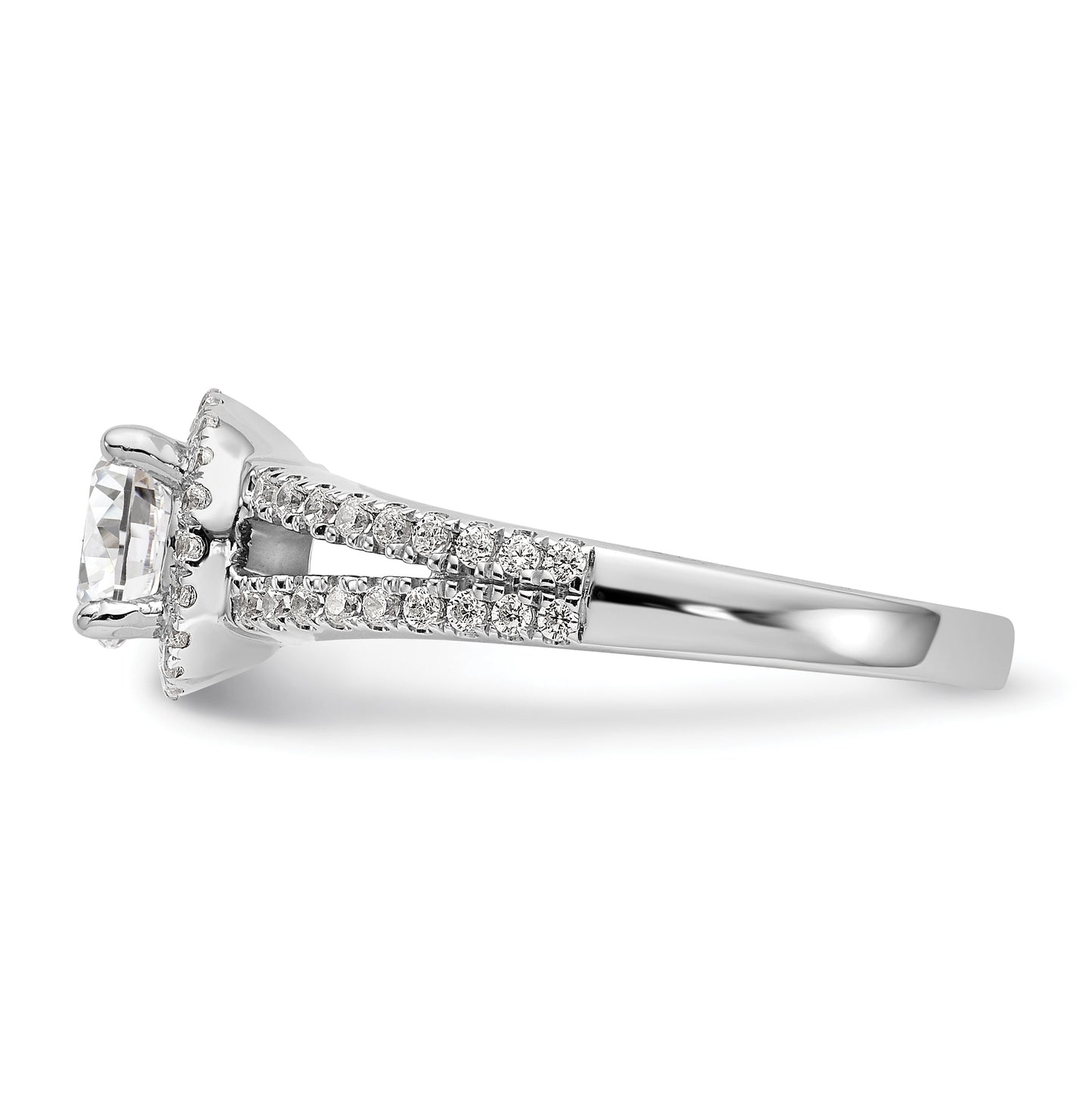 14K White Gold Halo Plus (Holds 3/4 carat (6.00 mm) Round Center) 1/3 carat Diamond Semi-Mount Engagement Ring