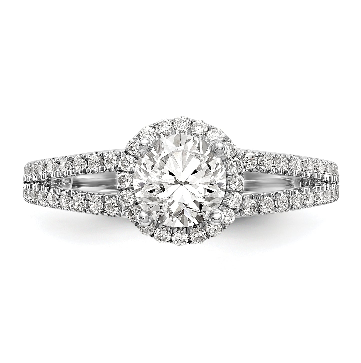 14K White Gold Halo Plus (Holds 3/4 carat (6.00 mm) Round Center) 1/3 carat Diamond Semi-Mount Engagement Ring