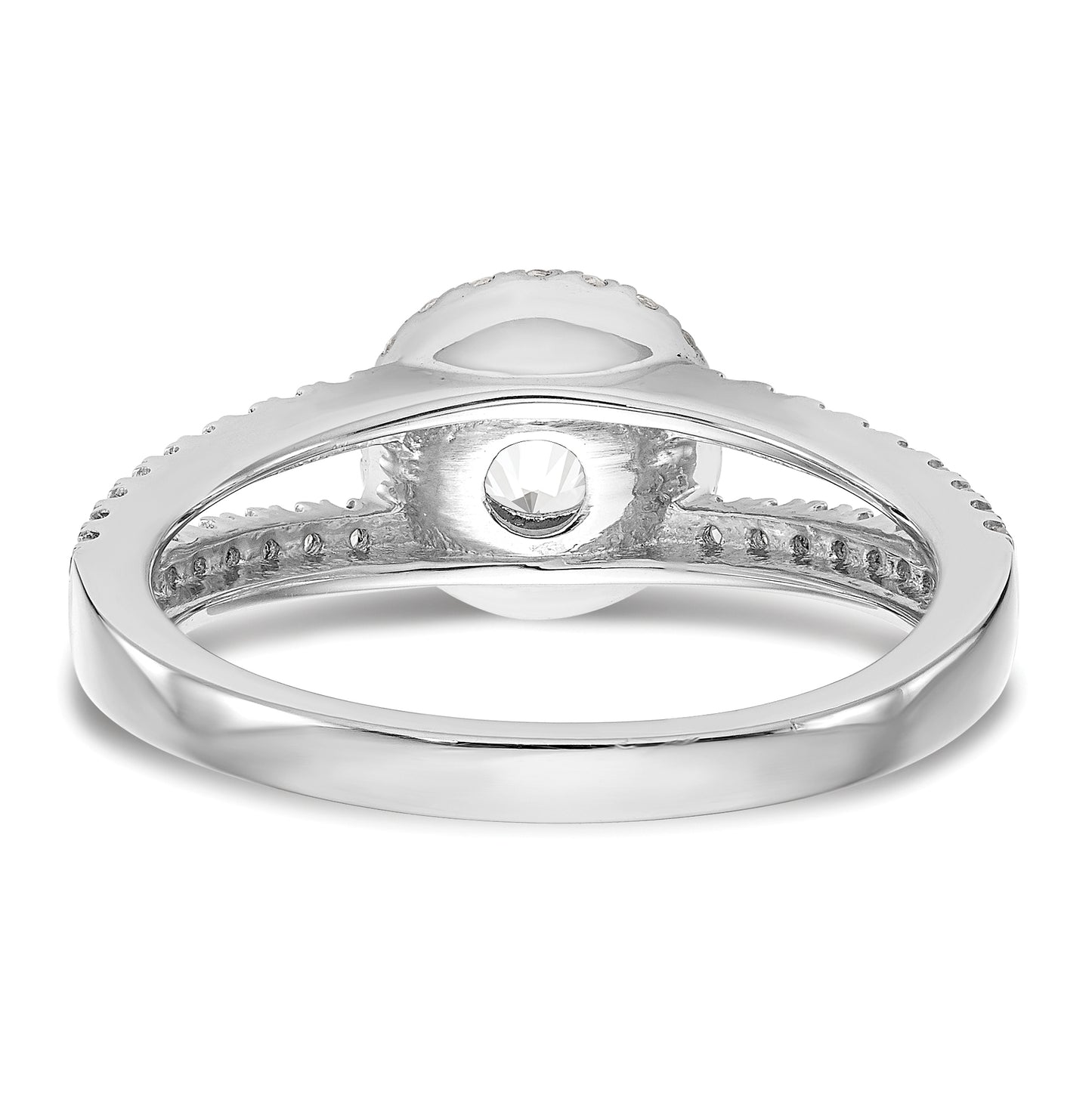 14K White Gold Halo Plus (Holds 3/4 carat (6.00 mm) Round Center) 1/3 carat Diamond Semi-Mount Engagement Ring
