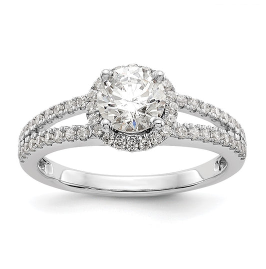 14K White Gold Halo Plus (Holds 3/4 carat (6.00 mm) Round Center) 1/3 carat Diamond Semi-Mount Engagement Ring