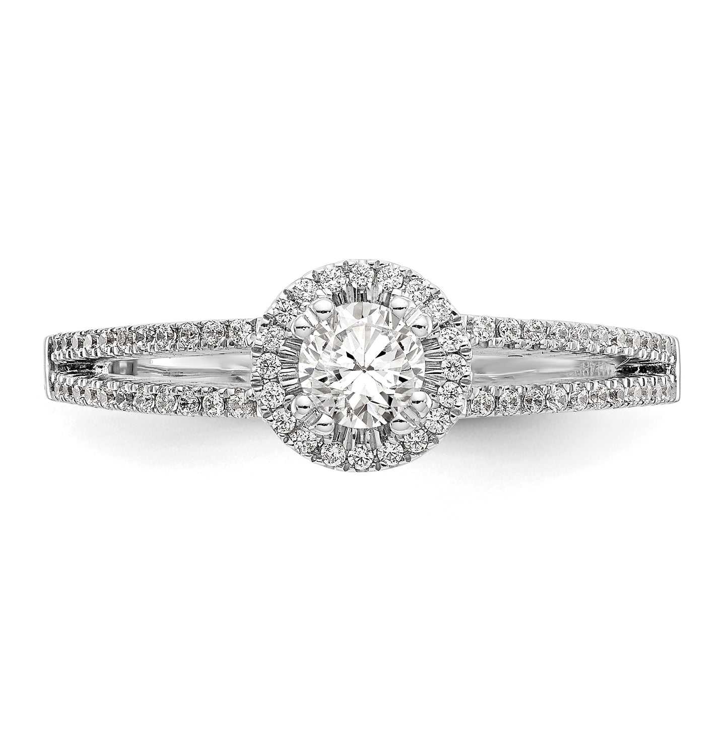 14K White Gold Halo Plus (Holds 1/4 carat (4.00mm) Round Center) 1/5 carat Diamond Semi-Mount Engagement Ring