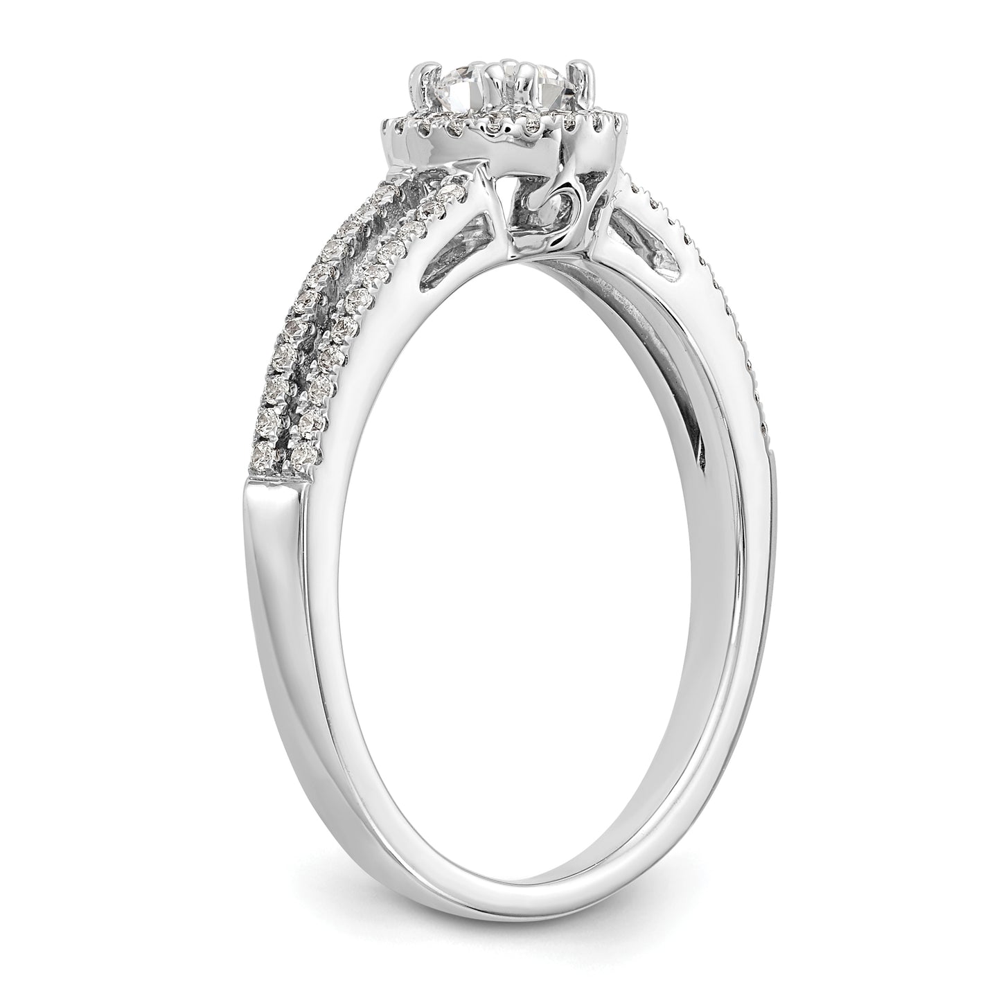 14K White Gold Halo Plus (Holds 1/4 carat (4.00mm) Round Center) 1/5 carat Diamond Semi-Mount Engagement Ring