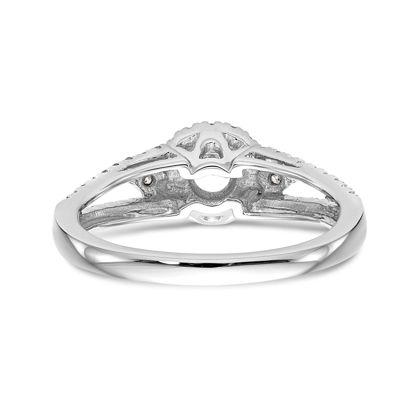 14K White Gold Round Diamond Semi-Mount Halo Engagement Ring,  4.5 to 2 mm (tapered)