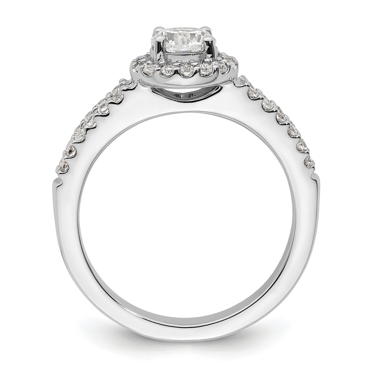 14K White Gold Halo Plus (Holds 3/4 carat (5.2mm) Round Center) 3/8 carat Diamond Semi-Mount Engagement Ring
