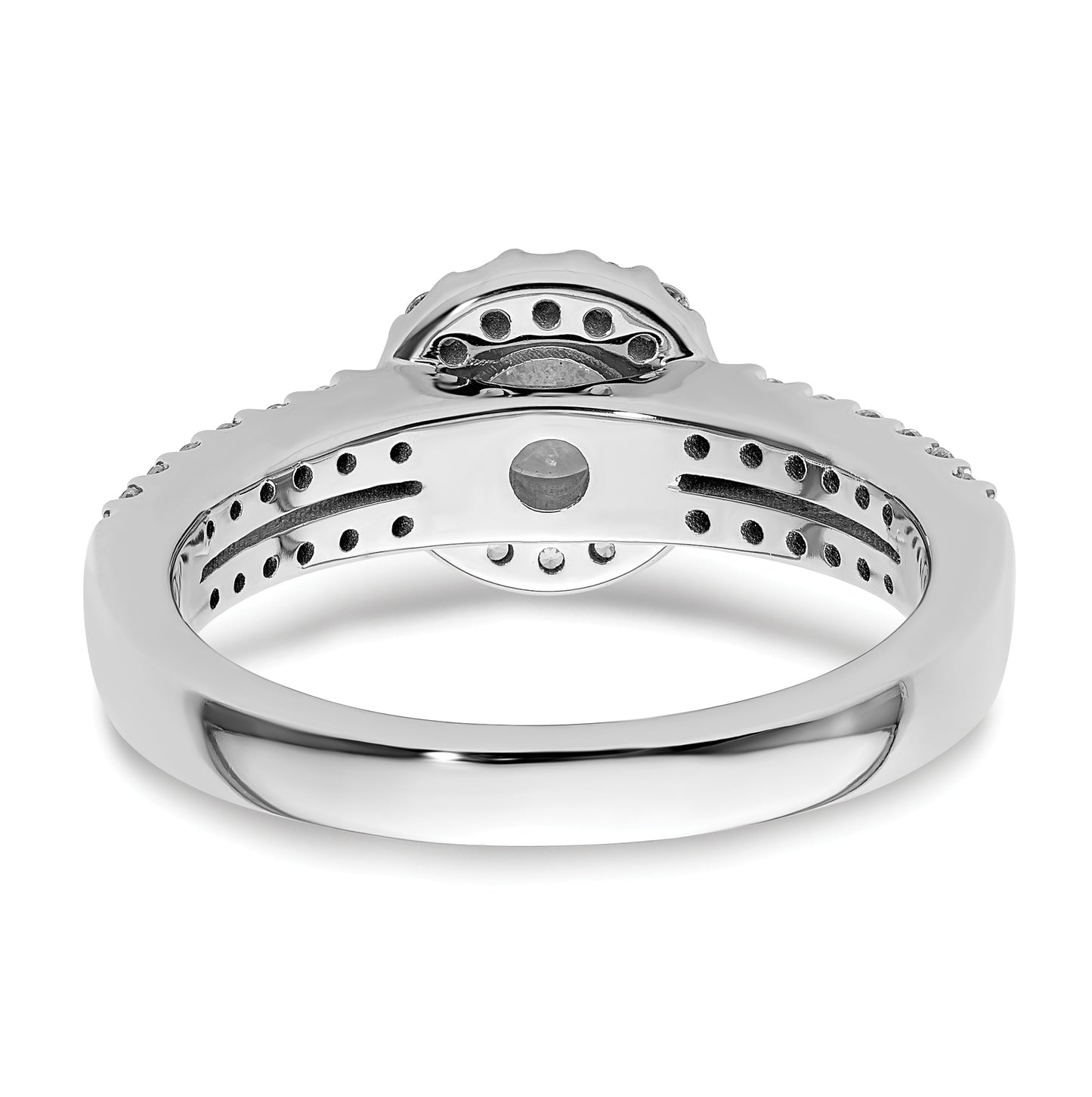 14K White Gold Halo Plus (Holds 3/4 carat (5.2mm) Round Center) 3/8 carat Diamond Semi-Mount Engagement Ring