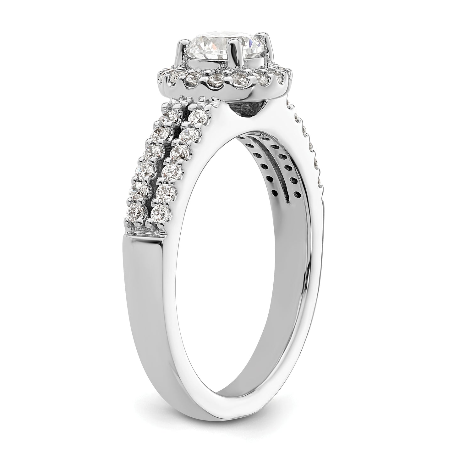 14K White Gold Halo Plus (Holds 3/4 carat (5.2mm) Round Center) 3/8 carat Diamond Semi-Mount Engagement Ring