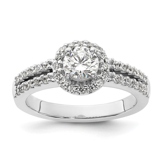 14K White Gold Halo Plus (Holds 3/4 carat (5.2mm) Round Center) 3/8 carat Diamond Semi-Mount Engagement Ring