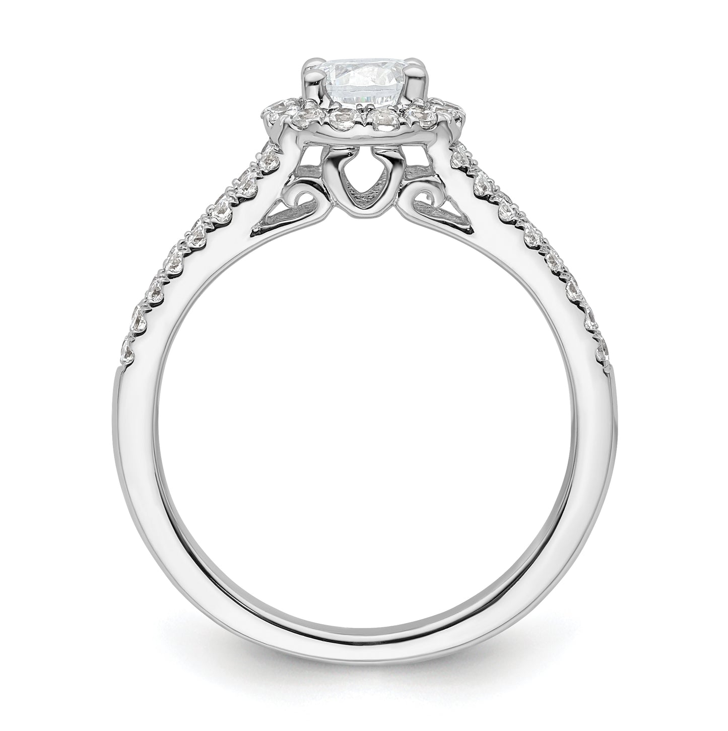 14K White Gold Halo Plus (Holds 1/2 carat (5.1 mm) Round Center) 1/2 carat Diamond Semi-Mount Engagement Ring