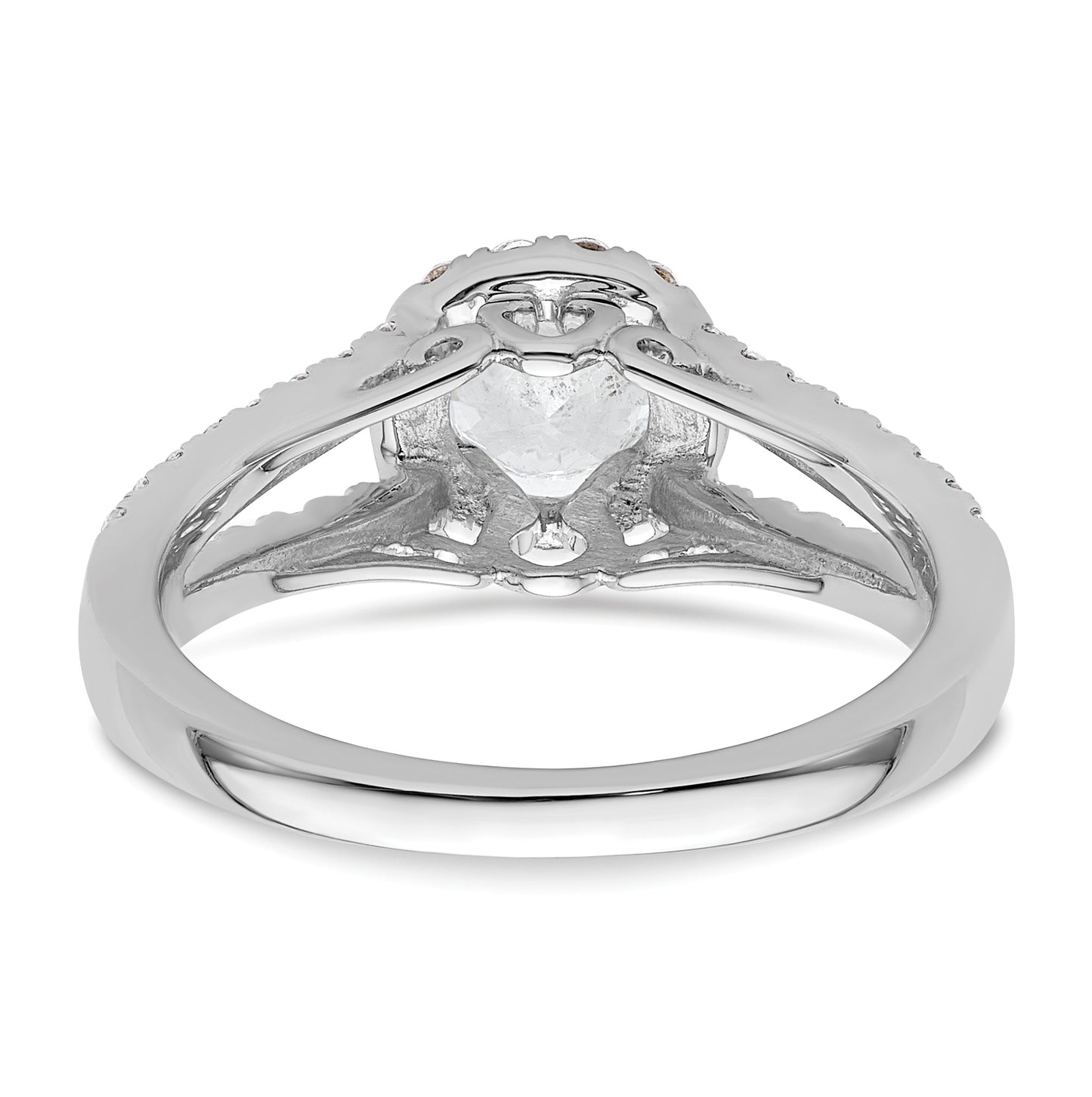 14K White Gold Halo Plus (Holds 1/2 carat (5.1 mm) Round Center) 1/2 carat Diamond Semi-Mount Engagement Ring