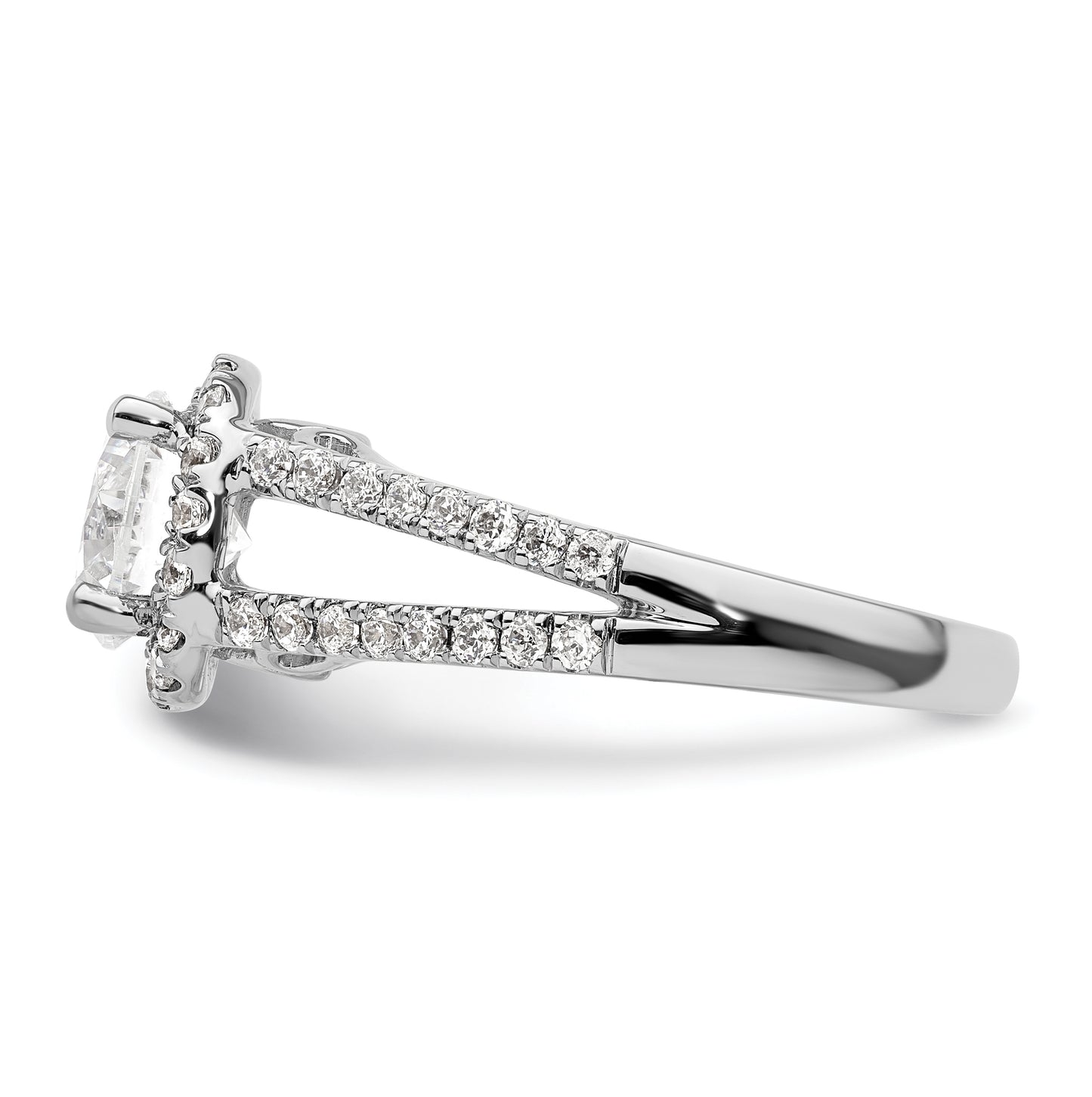 14K White Gold Halo Plus (Holds 1.5 carat (7.5mm) Round Center) 5/8 carat Diamond Semi-Mount Engagement Ring