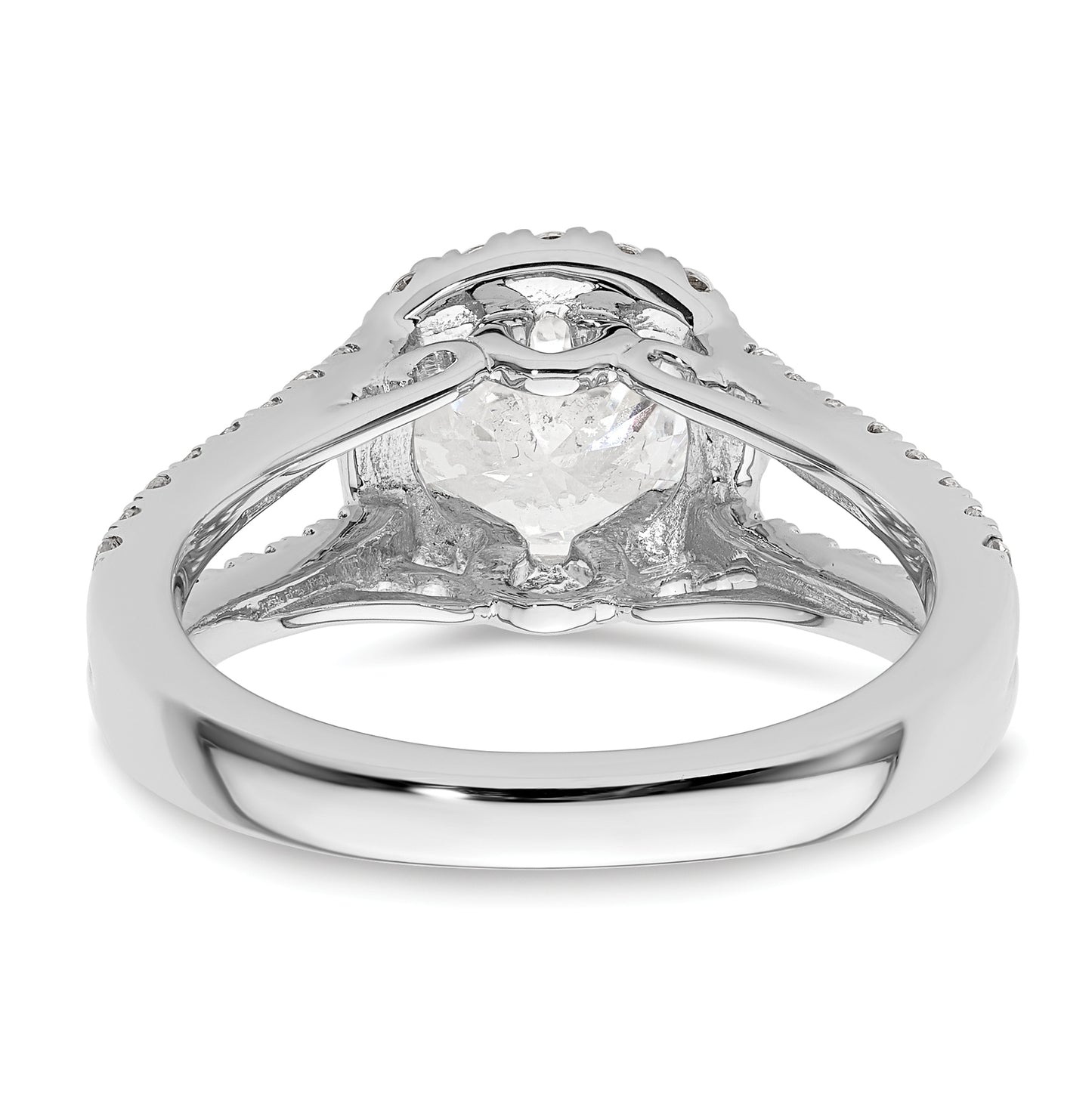 14K White Gold Halo Plus (Holds 1.5 carat (7.5mm) Round Center) 5/8 carat Diamond Semi-Mount Engagement Ring