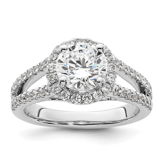 14K White Gold Halo Plus (Holds 1.5 carat (7.5mm) Round Center) 5/8 carat Diamond Semi-Mount Engagement Ring