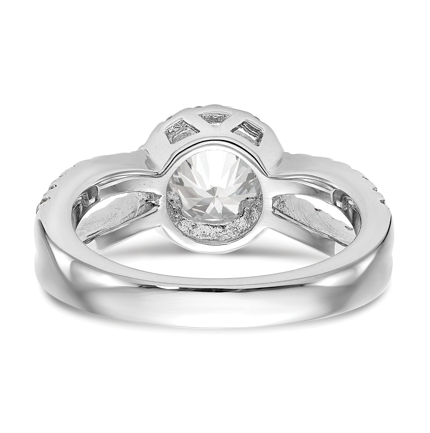 True Origin 14K White Gold 3/4 carat Lab Grown Diamond VS/SI  D E F  Semi Mount Round Halo Engagement Ring, 10.2 mm