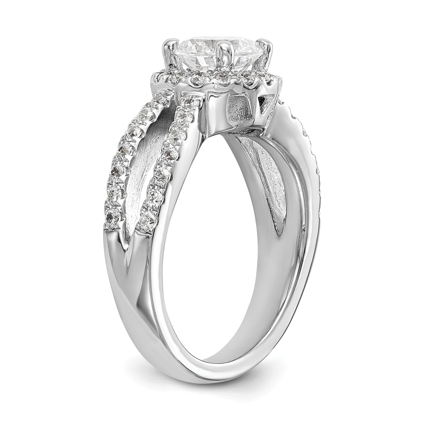 True Origin 14K White Gold 3/4 carat Lab Grown Diamond VS/SI  D E F  Semi Mount Round Halo Engagement Ring, 10.2 mm