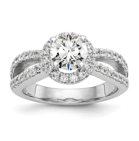 14K White Gold Lab Grown Diamond VS/SI FGH S/M Round Halo Engagement Ring
