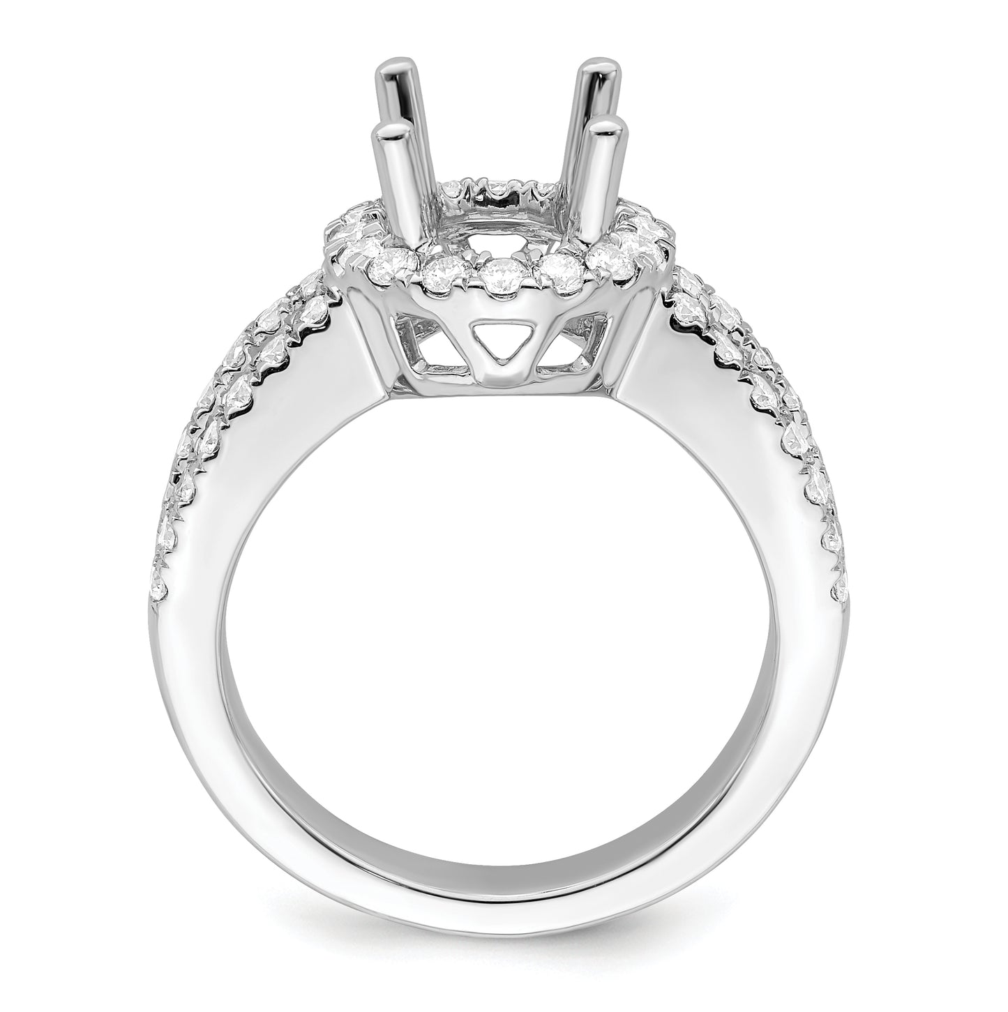 True Origin 14K White Gold 7/8 ct Lab Grown Diamond VS/SI  D E F  Semi Mount Round Halo Engagement Ring