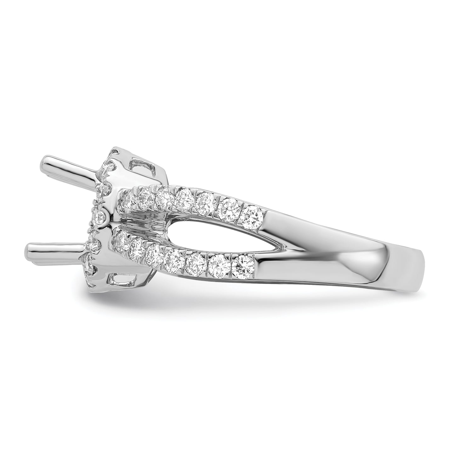 True Origin 14K White Gold 7/8 ct Lab Grown Diamond VS/SI  D E F  Semi Mount Round Halo Engagement Ring