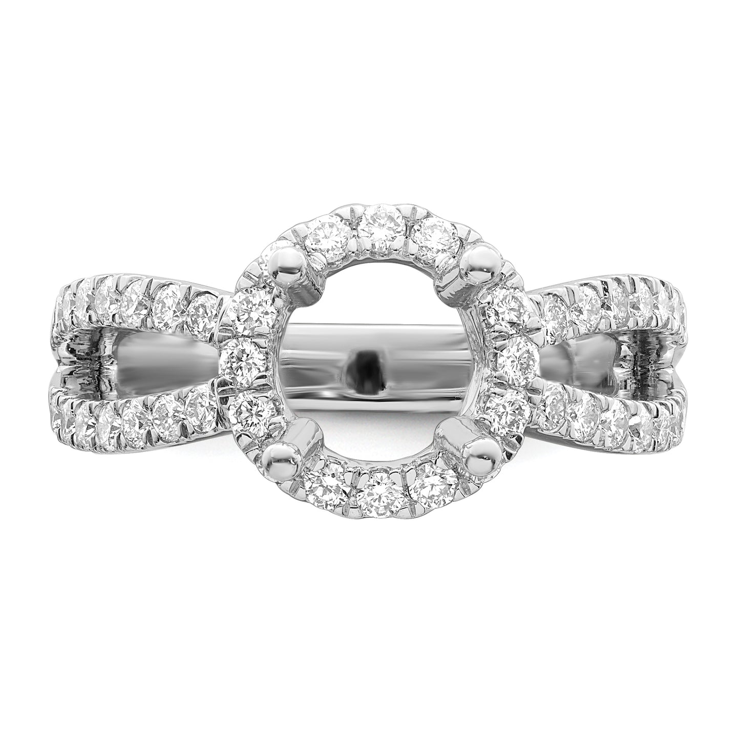 True Origin 14K White Gold 7/8 ct Lab Grown Diamond VS/SI  D E F  Semi Mount Round Halo Engagement Ring