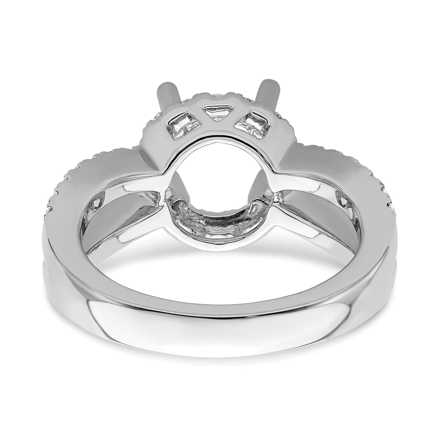 True Origin 14K White Gold 7/8 ct Lab Grown Diamond VS/SI  D E F  Semi Mount Round Halo Engagement Ring