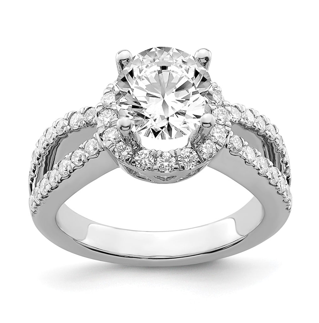 True Origin 14K White Gold 7/8 ct Lab Grown Diamond VS/SI  D E F  Semi Mount Round Halo Engagement Ring