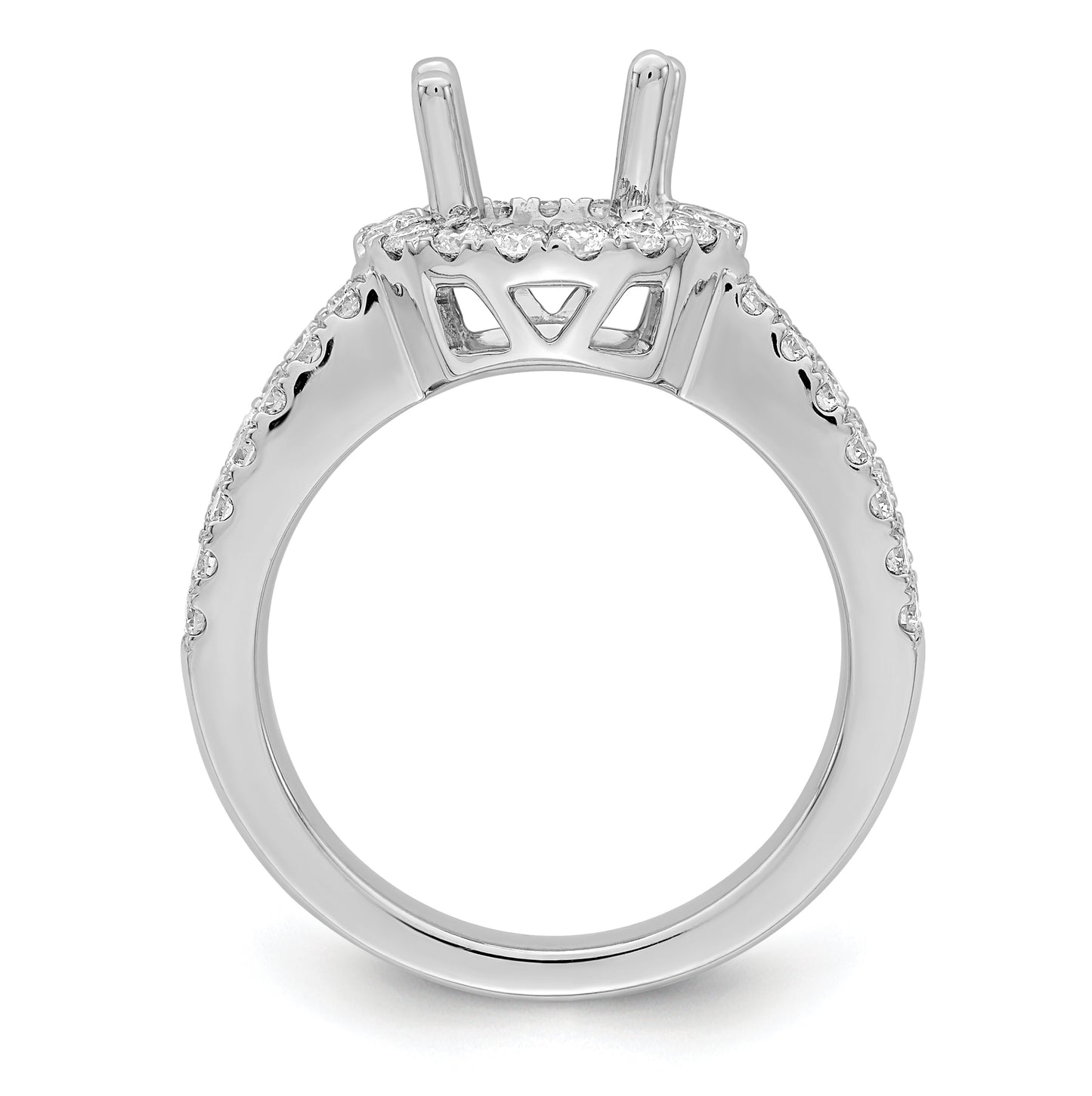 True Origin 14K White Gold 7/8 carat Lab Grown Diamond VS/SI  D E F  Semi Mount Round Halo Engagement Ring