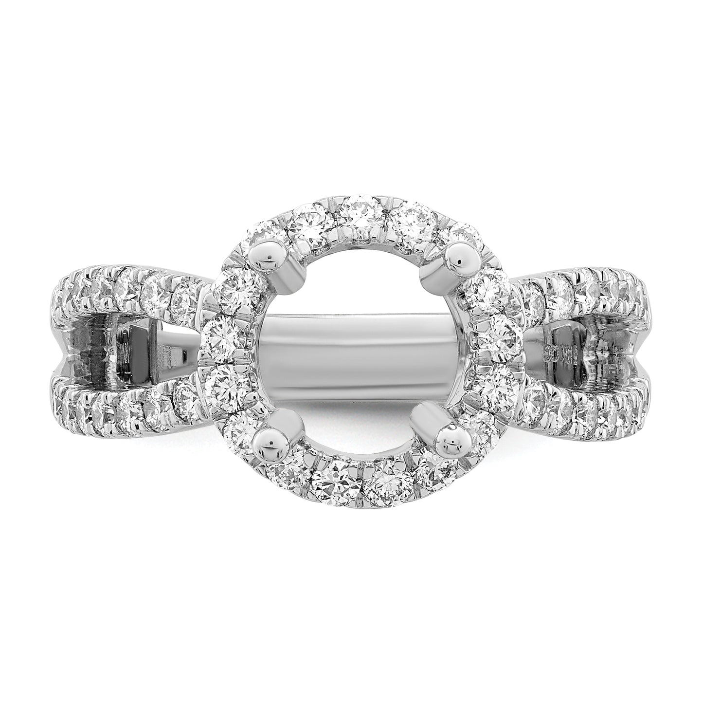 True Origin 14K White Gold 7/8 carat Lab Grown Diamond VS/SI  D E F  Semi Mount Round Halo Engagement Ring