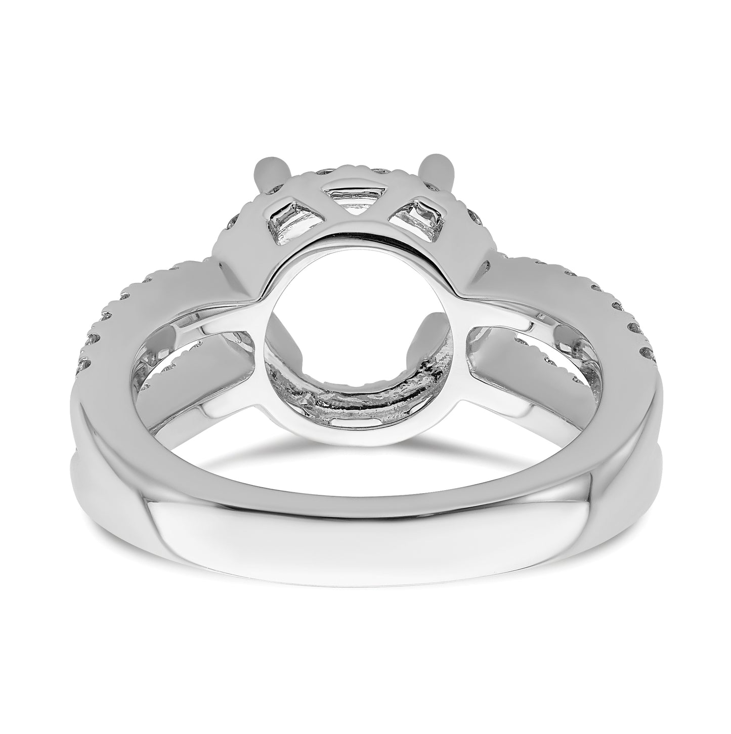 True Origin 14K White Gold 7/8 carat Lab Grown Diamond VS/SI  D E F  Semi Mount Round Halo Engagement Ring
