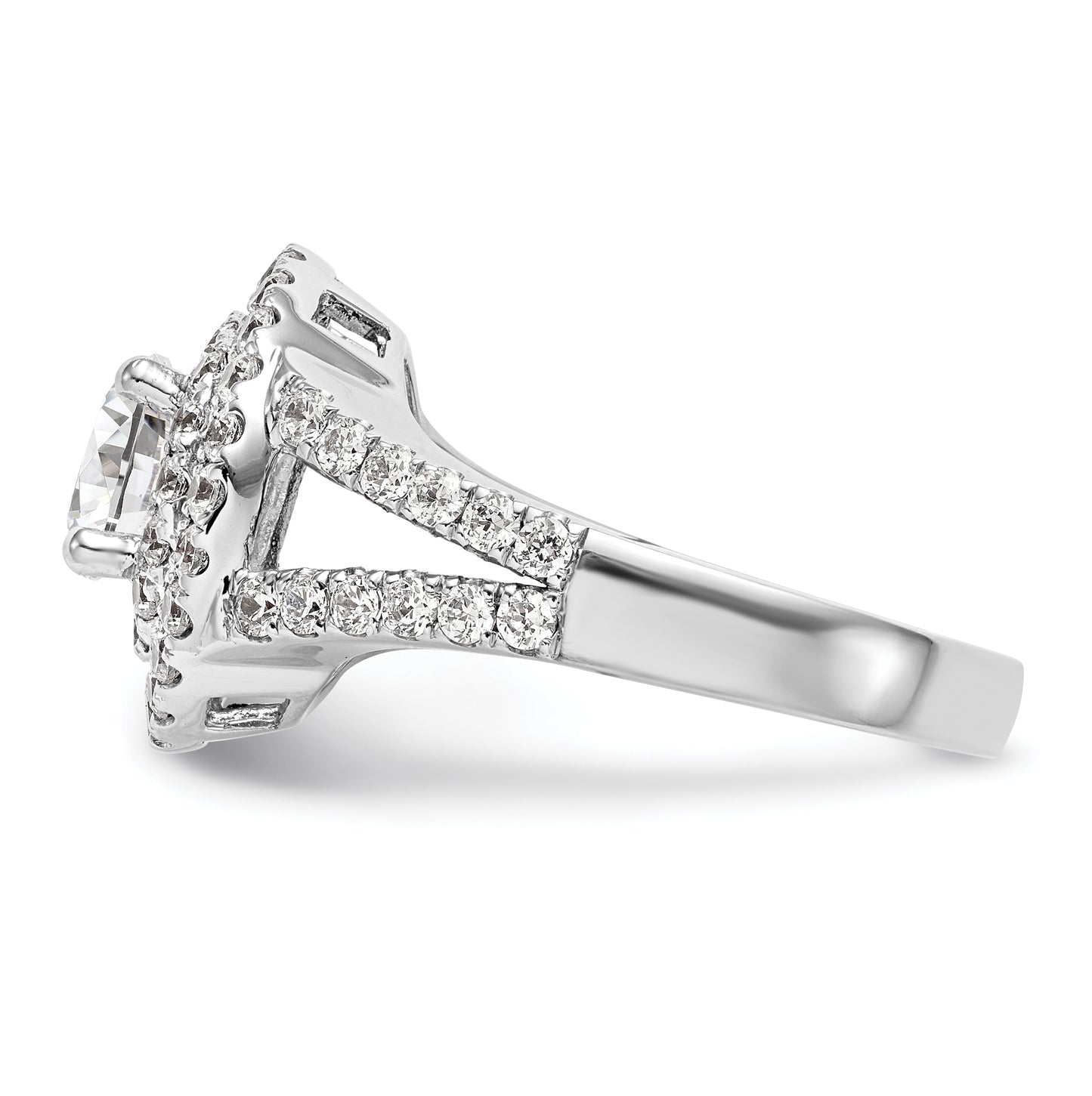 14K White Gold Round Diamond Semi-Mount Double Halo Engagement Ring