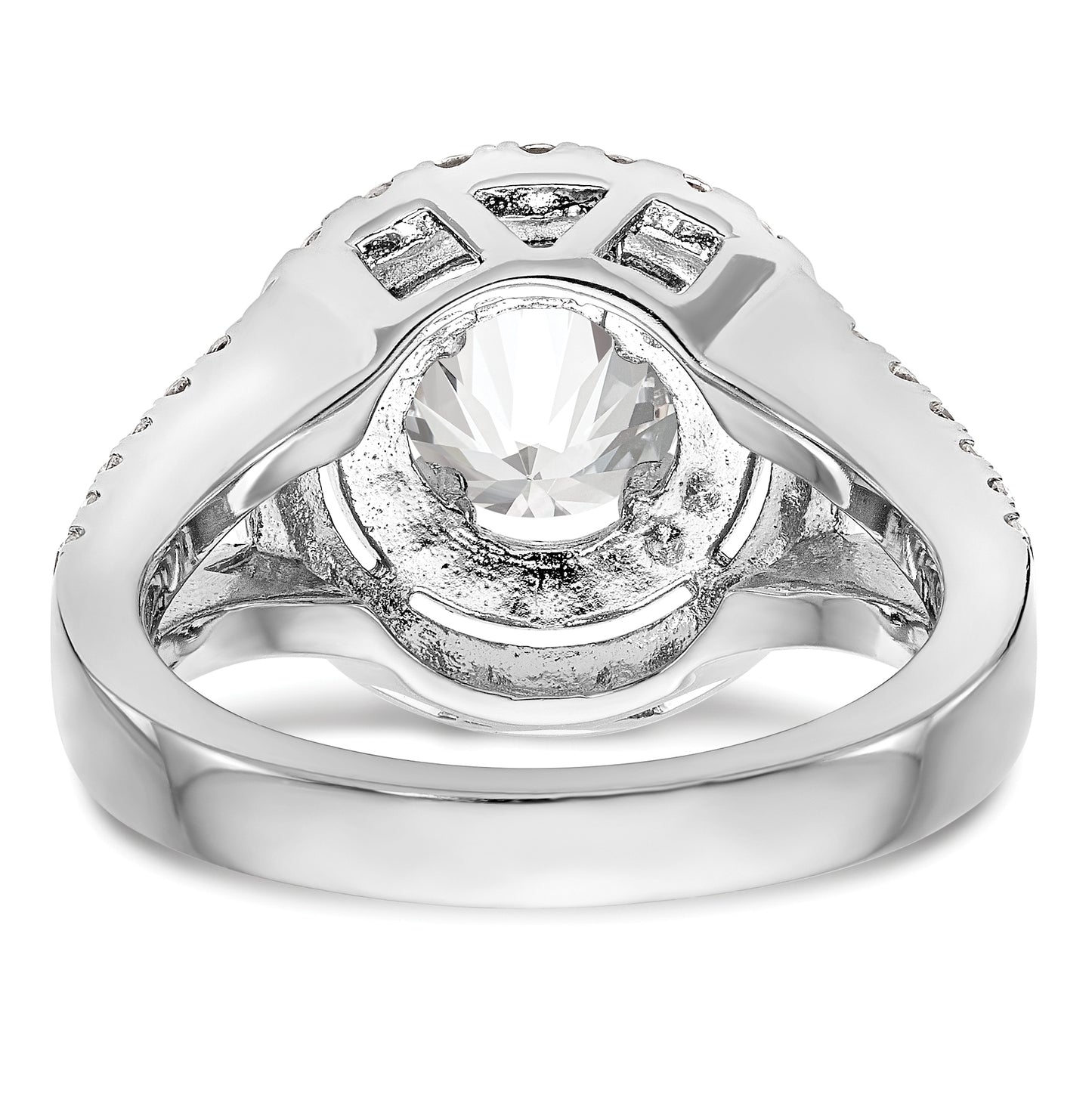 14K White Gold Round Diamond Semi-Mount Double Halo Engagement Ring