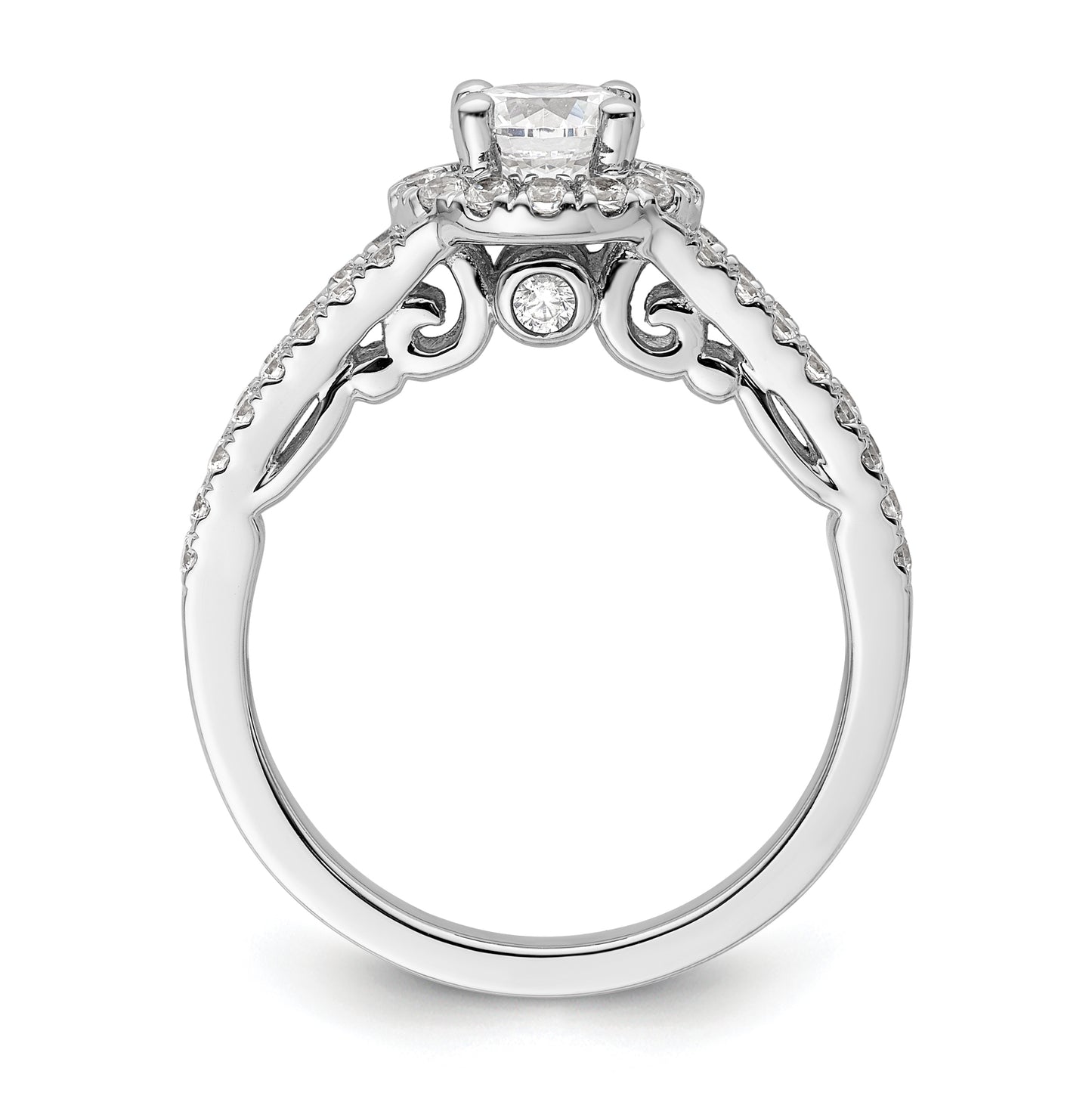 14K White Gold Halo Plus (Holds 3/4 carat (5.8mm) Round Center) 5/8 carat Diamond Semi-Mount Engagement Ring