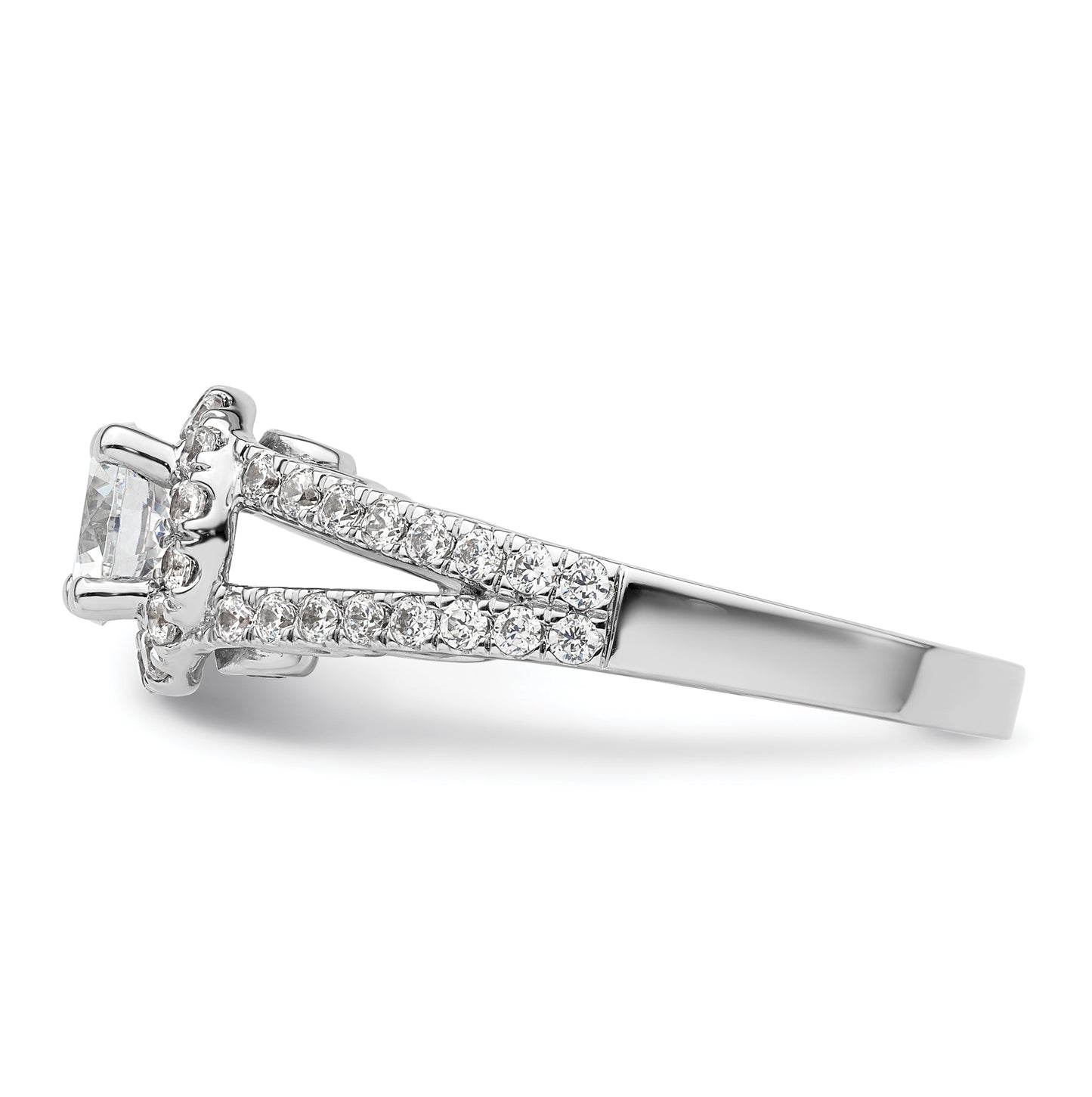 14K White Gold Halo Plus (Holds 3/4 carat (5.8mm) Round Center) 5/8 carat Diamond Semi-Mount Engagement Ring