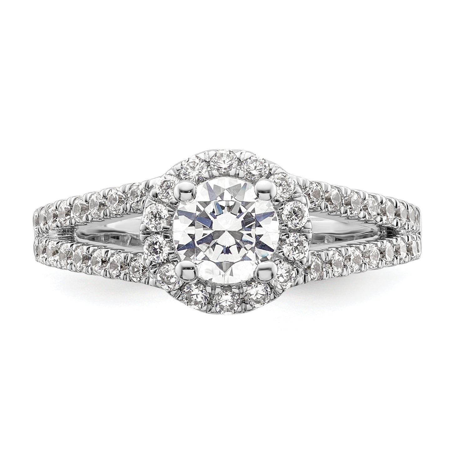 14K White Gold Halo Plus (Holds 3/4 carat (5.8mm) Round Center) 5/8 carat Diamond Semi-Mount Engagement Ring