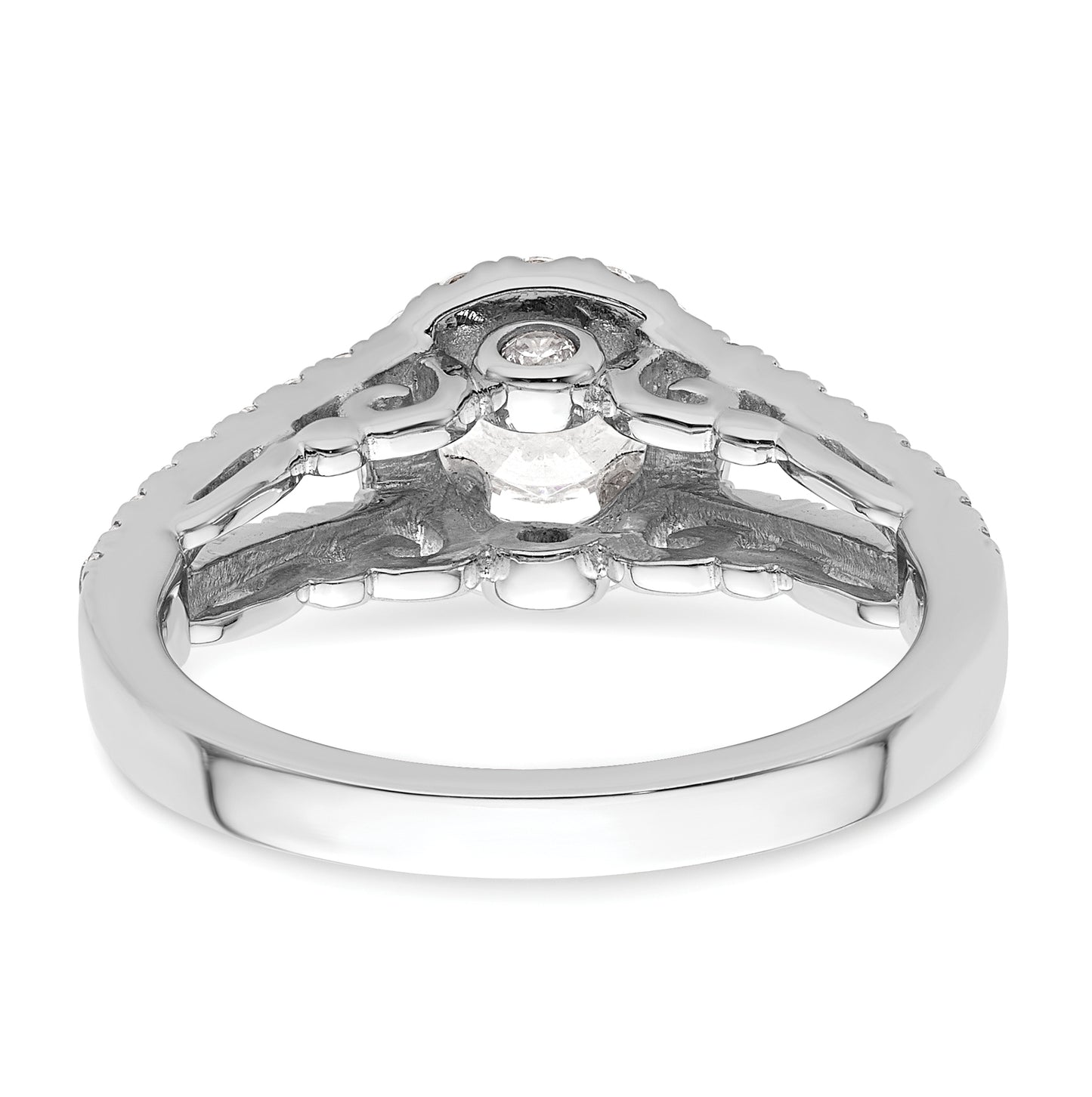 14K White Gold Halo Plus (Holds 3/4 carat (5.8mm) Round Center) 5/8 carat Diamond Semi-Mount Engagement Ring