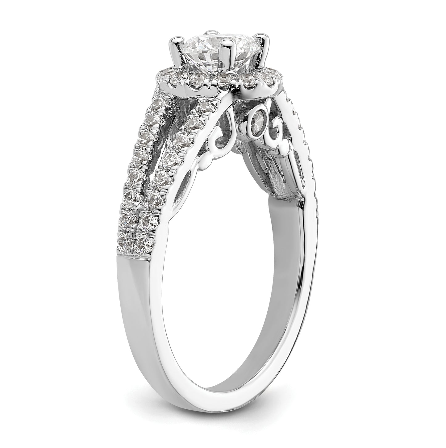 14K White Gold Halo Plus (Holds 3/4 carat (5.8mm) Round Center) 5/8 carat Diamond Semi-Mount Engagement Ring