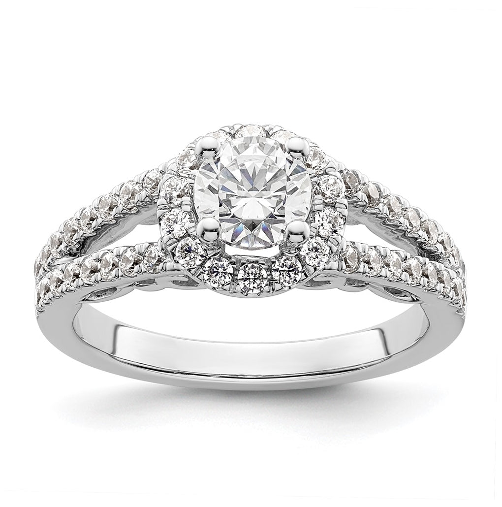 14K White Gold Halo Plus (Holds 3/4 carat (5.8mm) Round Center) 5/8 carat Diamond Semi-Mount Engagement Ring
