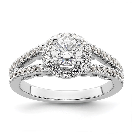 14K White Gold Halo Plus (Holds 3/4 carat (5.8mm) Round Center) 5/8 carat Diamond Semi-Mount Engagement Ring
