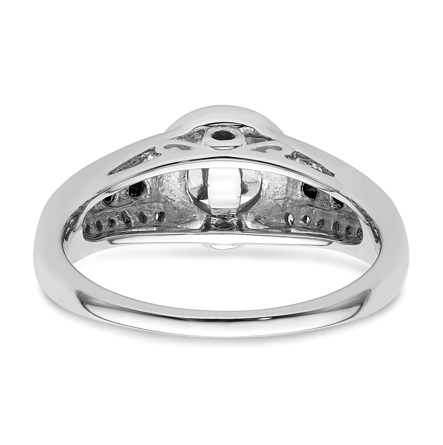 14k White Gold Halo Plus Peg Set 1/2 carat Diamond and Black Diamond Semi-Mount Engagement Ring