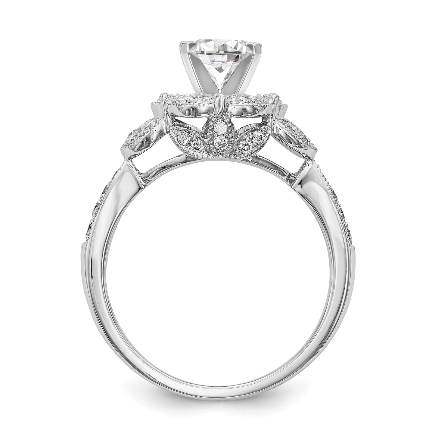 14K White Gold Halo Plus Peg Set 1/3 carat Diamond Semi-Mount Engagement Ring