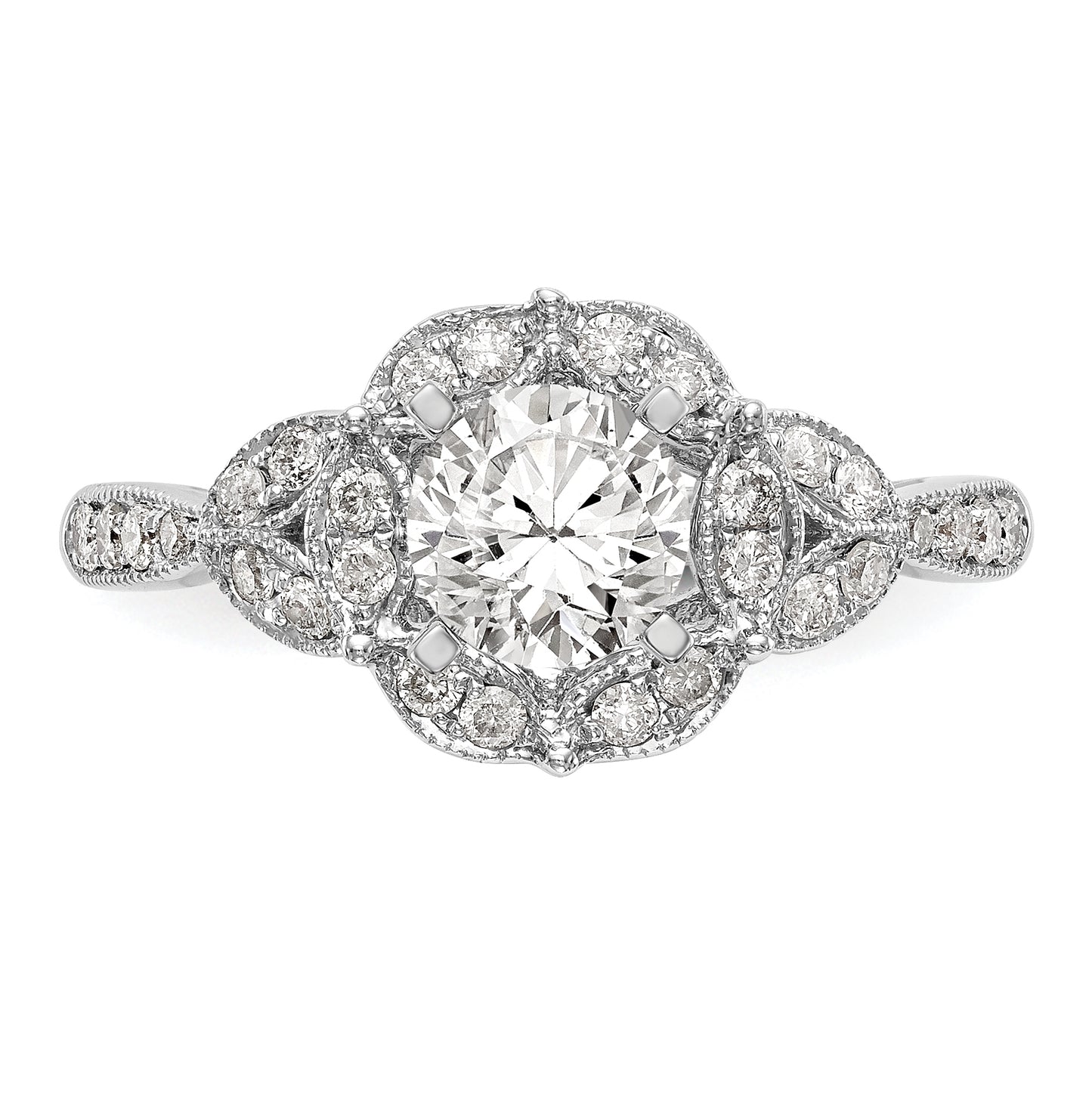 14K White Gold Halo Plus Peg Set 1/3 carat Diamond Semi-Mount Engagement Ring