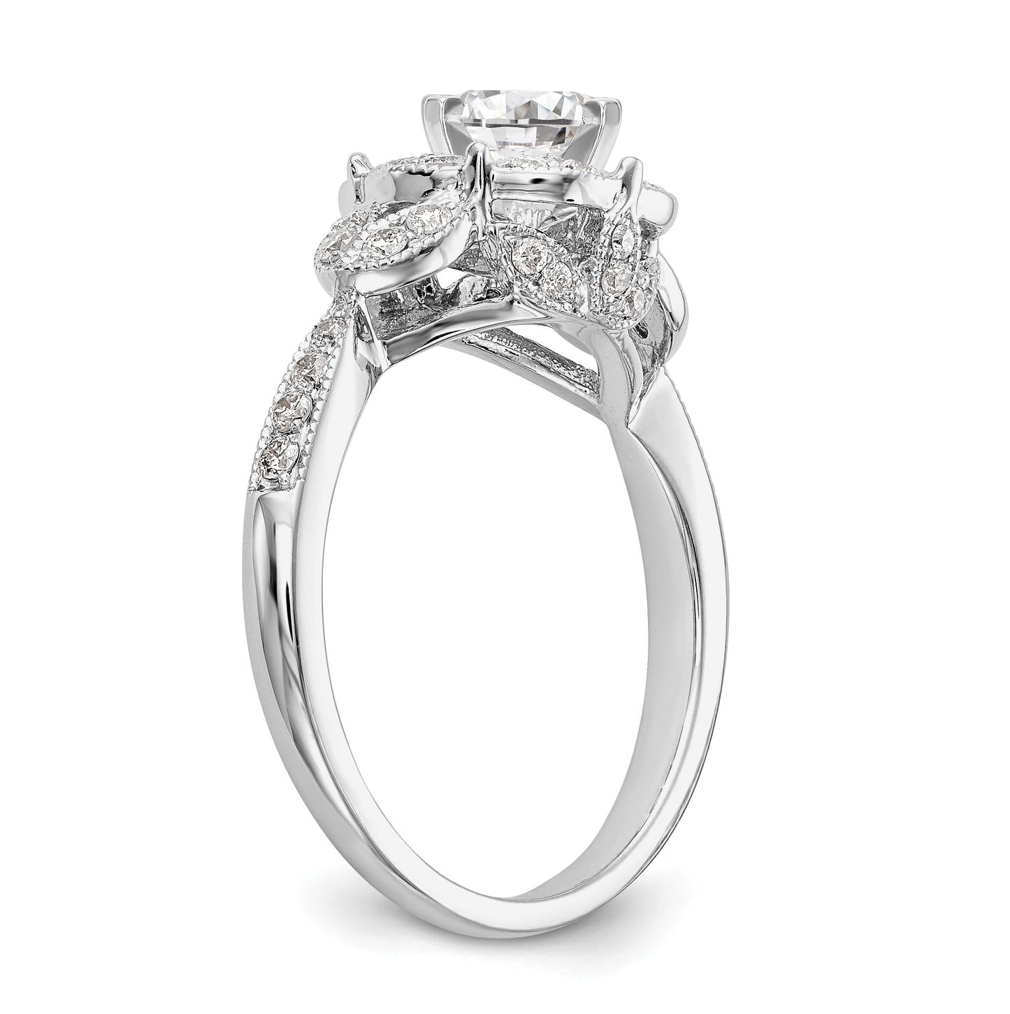 14K White Gold Halo Plus Peg Set 1/3 carat Diamond Semi-Mount Engagement Ring