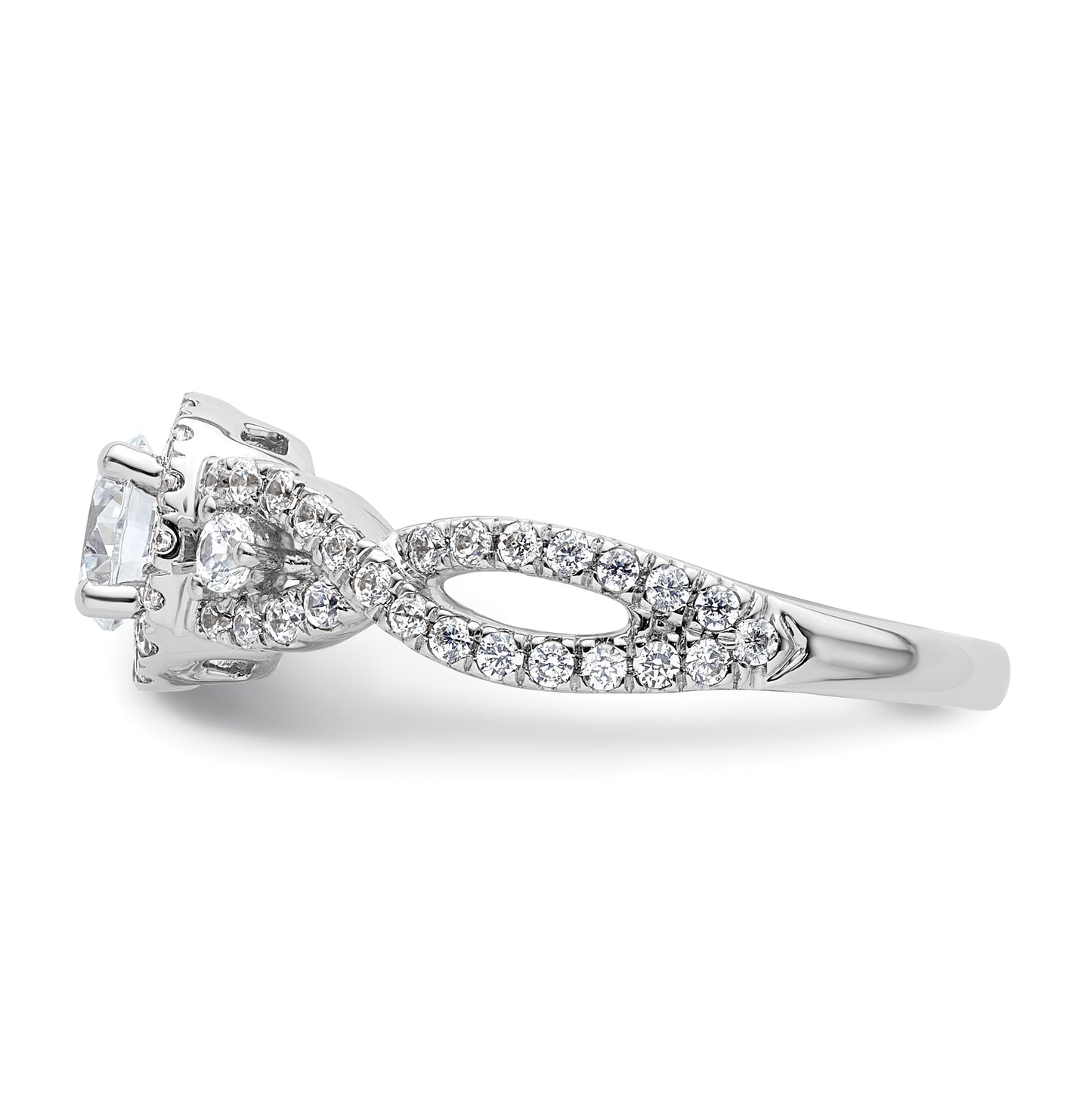 14K White Gold Halo Plus (Holds 1/2 carat (5.2 mm) Round Center) 5/8 carat Diamond Semi-Mount Engagement Ring