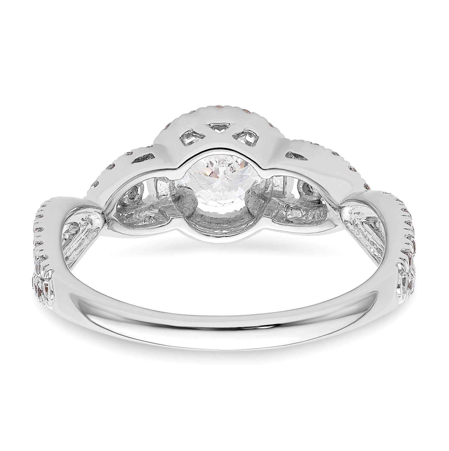 14K White Gold Halo Plus (Holds 1/2 carat (5.2 mm) Round Center) 5/8 carat Diamond Semi-Mount Engagement Ring
