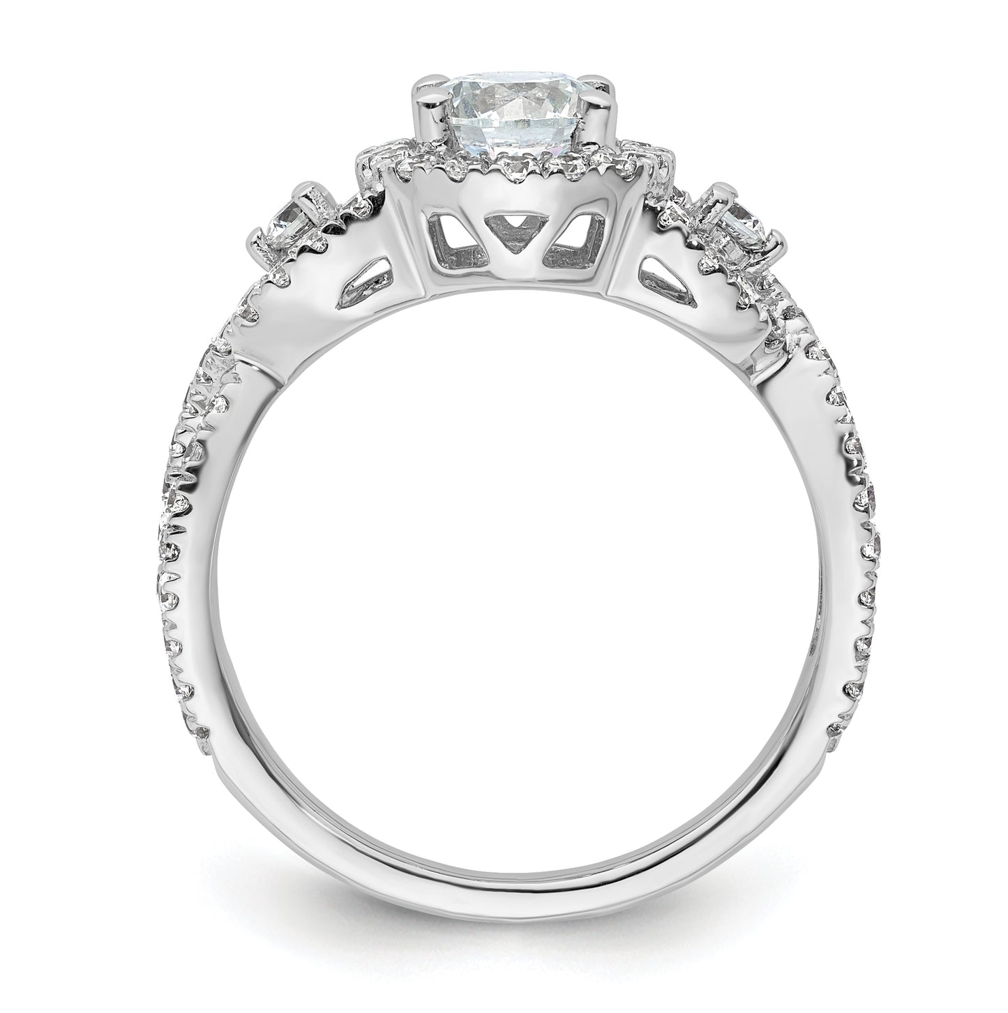 14K White Gold Halo Plus (Holds 3/4 carat (5.8mm) Round Center) 3/4 carat Diamond Semi-Mount Engagement Ring