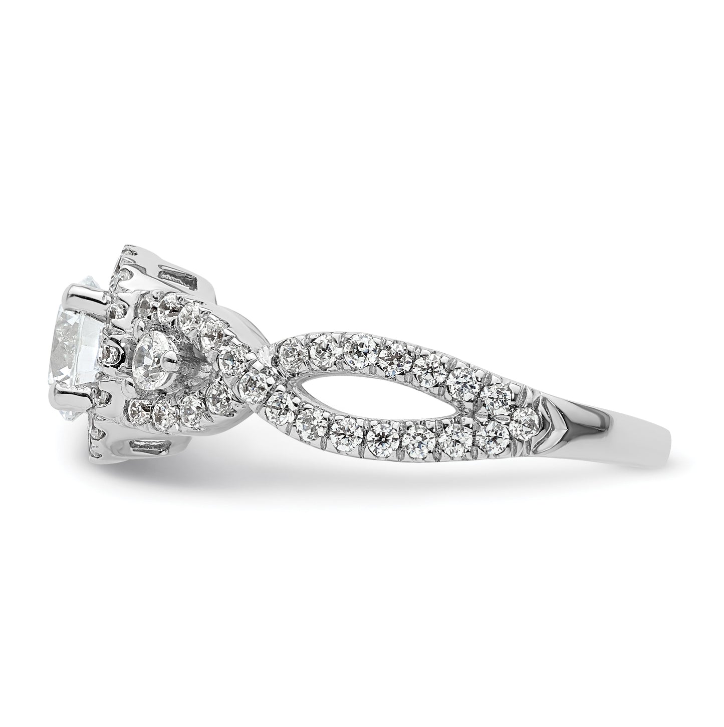 14K White Gold Halo Plus (Holds 3/4 carat (5.8mm) Round Center) 3/4 carat Diamond Semi-Mount Engagement Ring